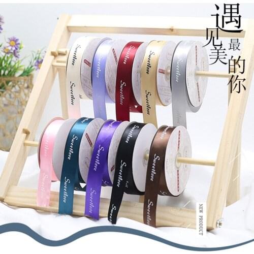 50 yard/lot 2.5cm Ribbon English pattern Bouquet Decoration silk Ribbon Floral Gift Packaging Flower Packaging Material