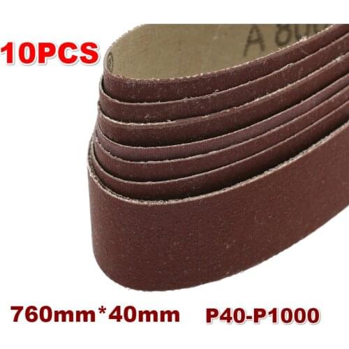 10Pcs 40x760mm Abrasive Sanding Belts P40-1000 Coarse To Fine Grinding Belt for Wood Soft Metal Grinding Polishing