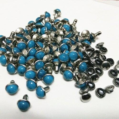 DIY100PCS 8mm Accessories Blue Turquoise Crack Rivets Leather Craft Punk Studs Shipping Free