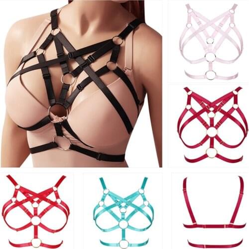 Harajuku Body Cage Bra Rave Festival Bralette Harness Stockings For Belt Harness Woman Garter Belt Gothic Body Sexy Lingerie
