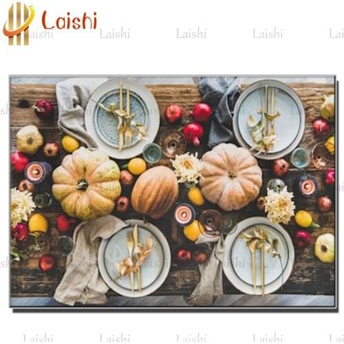 Diy diamond painting Thanksgiving decoration, fruits and vegetables rhinestone mosaic embroidery kits full square round drill