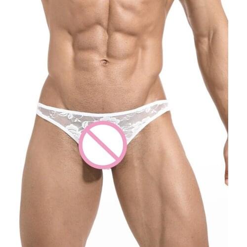 Men See-through Briefs Underpant Pouch Sexy Low Rise Gay Briefs Underwear Floral Lace Briefs Men Sexy Lingerie Men Sissy Panties