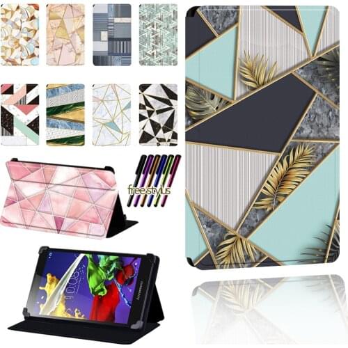 For Lenovo Tab 2 A7/A8/A10-70/Tab 3 / Tab 4 Tablet Pu Leather Foldable Protective Case Shell + Stylus