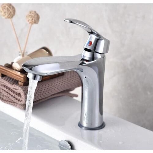 European Chrome Bathroom Basin Faucet Deck Installation Single Handle Cold And Hot Water Mixer Tap Suitable For Hotels And Homes