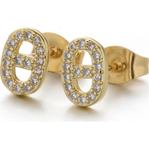 Greek Alphabet Letter Stud Earrings Women Simple Pave Cubic Ziron 2021 Trend Unusual Earrings For Women Jewelry Gift