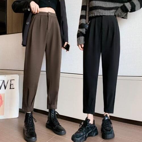 IMUCCI Winter Thicken Women Pencil Pants Plus Size Wool Pants Female Autumn High Waist Loose Trousers Good Fabric