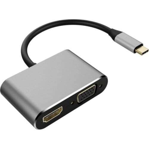 USB C to Hdmi Adapter Cable USB 3.1 Type-C to VGA HDMI 4K UHD Plug-and-play Aluminum Alloy Converter Cord for Mac-OS Linux Win