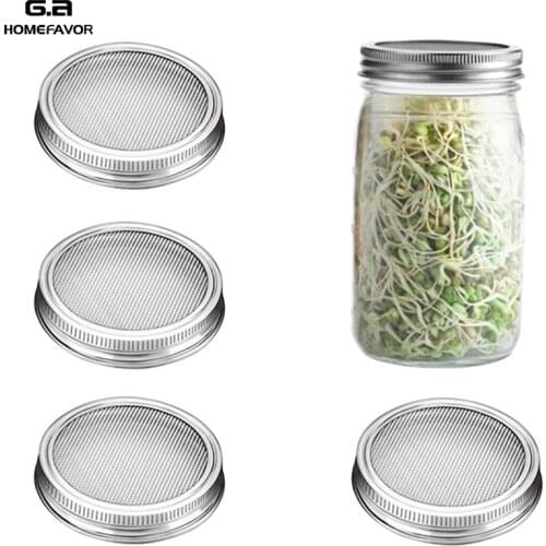 Stainless Steel Sprouting Jar Lids Mesh Strainer Seed Germination Lid Kit For Wide Mouth Mason Jar Sprout Growing Home Supplies