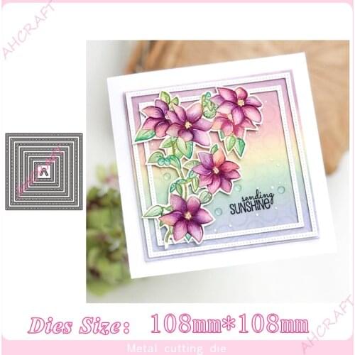 Square dotted border frame Metal Cutting Dies for diy Scrapbooking Photo Album Decorative Embossing PaperCard Crafts Die 2020