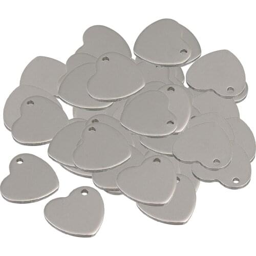 50Pcs Metal Stamping Blanks Heart Charms Pendants Tags For DIY Necklace Jewelry