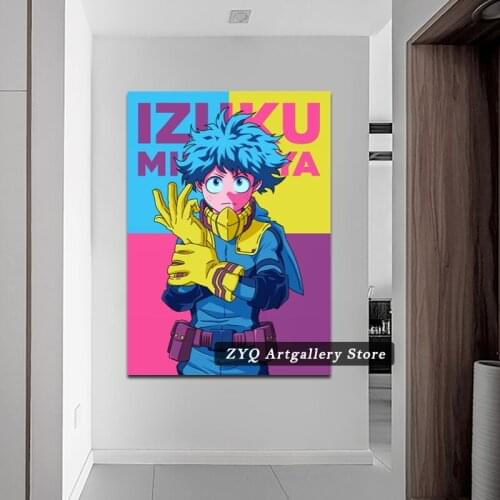 Cartoons Deku Izuku Midoriya Boku No Hero Academia Anime Wall Art Canvas Poster Prints Living Room Bedroom Home Decor Painting