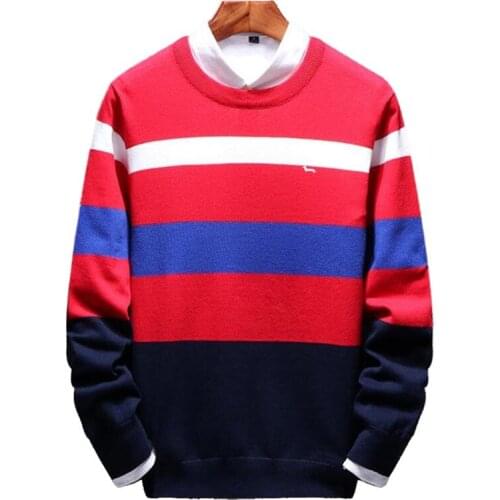 New Men Spring Autumn Polos Knitted Pullovers Sweater 100%Cotton Harmont Embroidery Soft Blaine Striped Keep Warm Sweaters