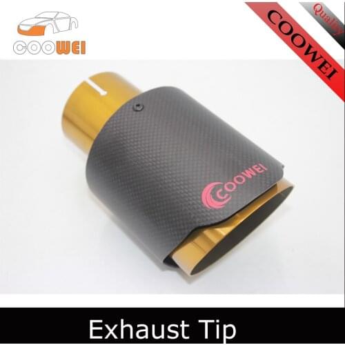 COOWEI 63mm /89mm Styling Carbon Fiber 304 Stainless Steel coowei golden Exhaust Tip