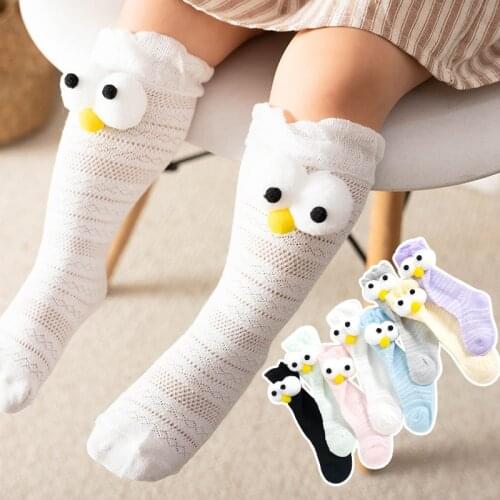 0-3 year Socks Cartoon eyes Summer Mesh Newborn Baby Girls Kids for Christmas Winter Terry Cotton Sokken Princess High Knee