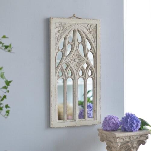 Retro white wooden window wall mirror for home decorative