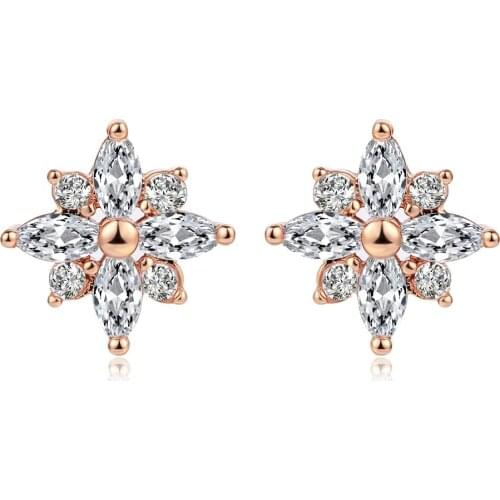 ZHOUYANG Top Quality Crystal Snowflake Stud Earring Silver Color Jewelry Austrian Crystal ZYE624 ZYE616