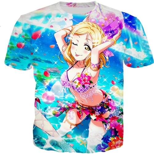Love Live Sexy Anime Beach Girl Men Women New Fashion 3D Printed T-shirt Cool Casual Style Comfortable Oversized Hip Hop Shirts