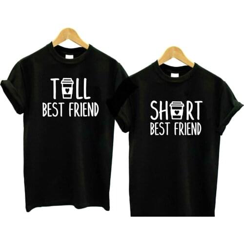 Tall and Short Best Friend Gift Women Lady Shirts Fashion Graphic O Neck 100%Cotton Girl Clothing harajuku Short Sleeve Top Tees