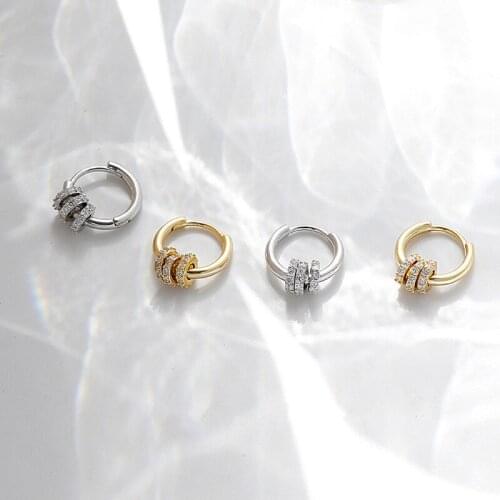 Prevent allergy 925 Sterling Silver Crystal Round Bead Charms Stud Earrings For Women Wedding Party Jewelry eh777