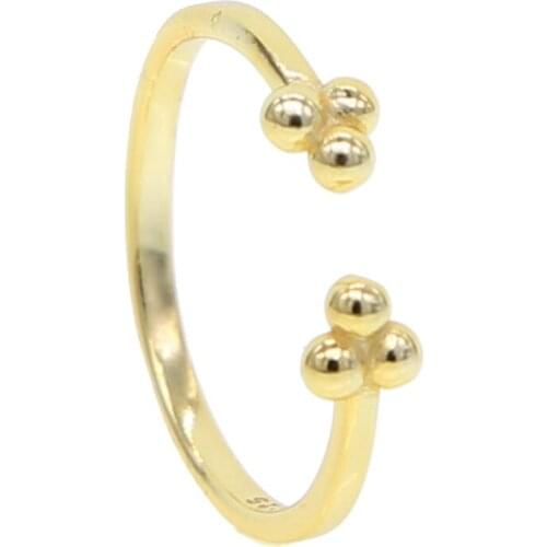 2021 High Quality 925 Sterling Silver Simple Design Three Tiny Dots Open Finger Adjust Rings Women Girls Delicate Jewelry Gift