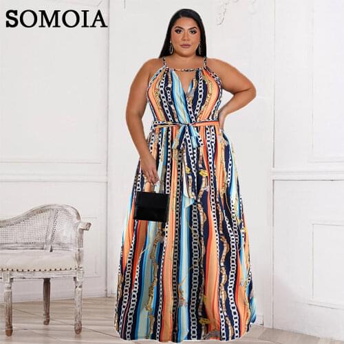 Plus Size Women Clothing Sexy Summer Backless Suspender Maxi Dress Print Vintage Prom Dress Celebrity Dresses Wholesale Items