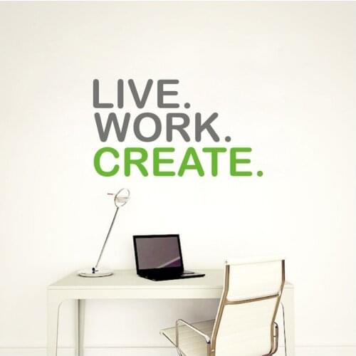 Live Work Create Quote Wall Sticker Motivational Quote Wall Sticker Cut Vinyl Removable Wall Decal Inspirational Creative 3D