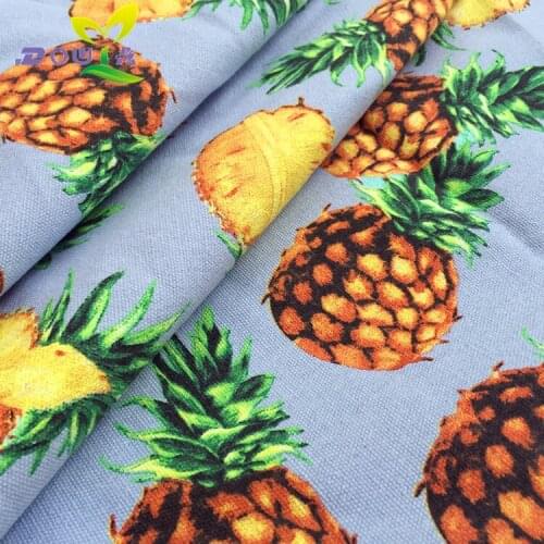 1 yards / ash bottom pineapple fruit printed canvas DIY handmade fabric canvas bag backpack sofa pillow curtain cloth shoes