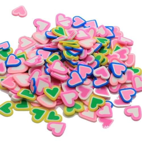100g Colorful Heart Shape Slice Polymer Clay Sprinkles for Crafts DIY Nail Art Decoration Sharker Cards Filling Accessories 9mm