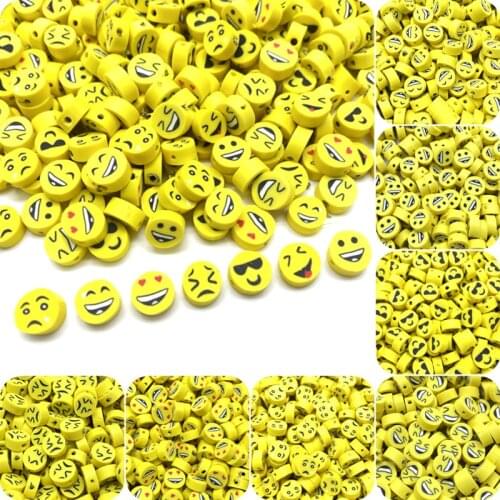 30pcs/Lot 10mm Expression Smiley Beads Clay Spacer Beads Polymer Clay Beads For Jewelry Making DIY Handmade Accessories