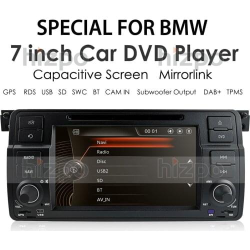 7 Inch 1DIN Car Radio DVD Player for BMW 3 E46 1998-2006 2001 2002 Car Stereo Multimedia Radio GPS Navigation USB RDS SD