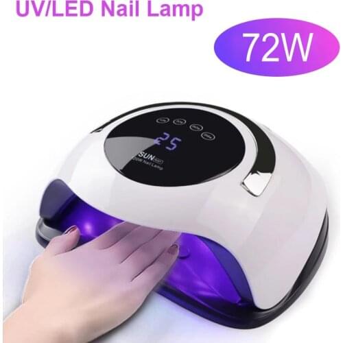 72W Professional LED Nail Lamp Quick Dry UV Nail Gel Dryer Lamp Intelligent Induction Cure Gel Polish Nail Care Tool