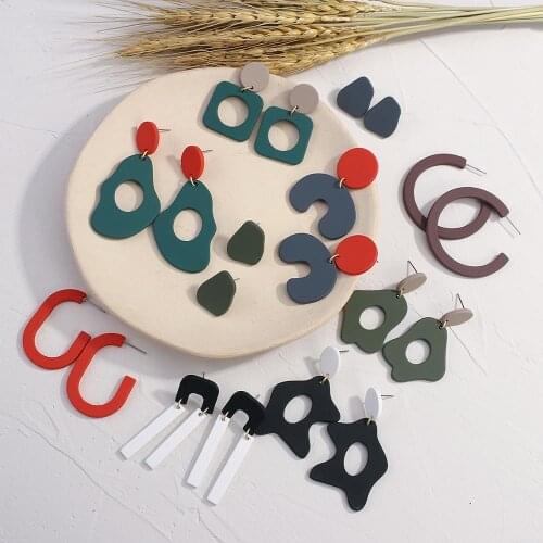 AMORCOME Mixed Style Hit Color Geometric Irregular Round Square Acrylic Dangle Drop Earrings for Women Girls Party Jewelry Gift