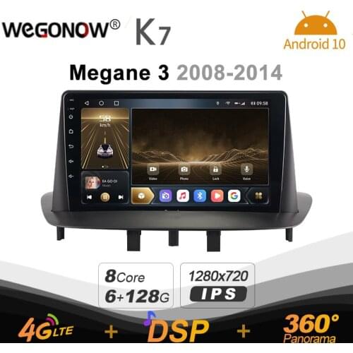 Ownice K7 Android 10.0 Car Radio Stereo for Renault Megane 3 2008 - 2014 Support Front camera 4G LTE 360 2din Auto Audio 6G+128G