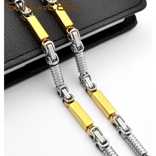SUNNERLEES Jewelry Stainless Steel Necklace 5mm Geometric Link Chain Silver Color Gold Plated Men Women Gift SC106 N