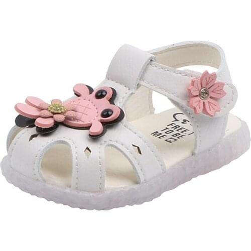 CUZULLAA Baby Girls Closed Toe Cut-Outs T-strap Beach Sandals Kids Lovely Goldfish Summer Shoes Children Soft Sandals Size 15-19