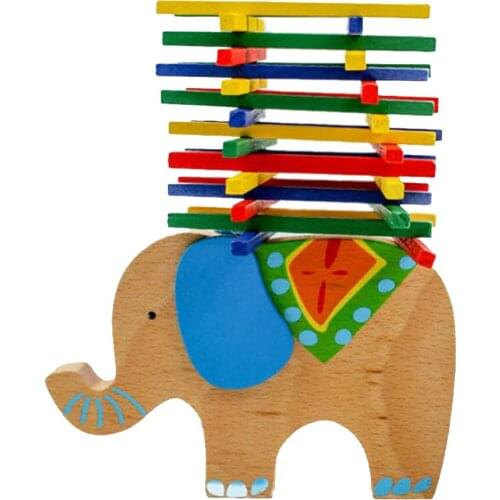 Wooden Colourful Sticks Elephant Balance Game Stacking Sticks Blocks Baby Kids Fun Educational Toys