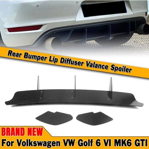 Car Rear Bumper Lip For Volkswagen VW Golf 6 VI MK6 GTI 2010-2014 Black Trunk Lower Valance Spoiler Fin Diffuser Guard Splitter