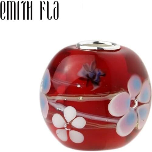 Emith Fla 100% 925 Sterling Silver Large Hole Butterfly Flower Charm Bead Fit European Bracelet Bangle Jewelry DIY Accessories