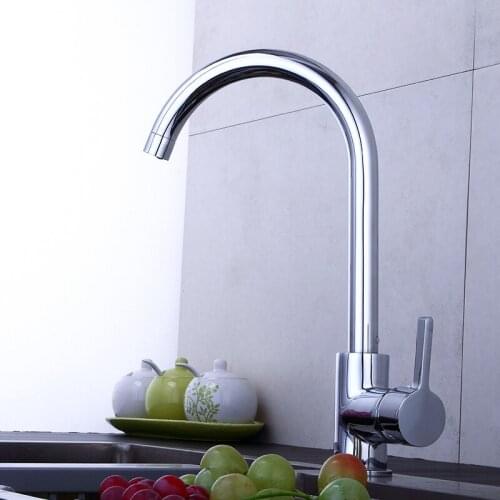 Chrome Kitchen 360Degree Rotatable Spout Sink Basin Water Faucet Curved Mixer Tap Bathroom Hot And Cold Single Handle Tap Fauce