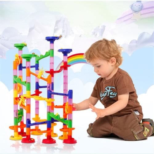 3 Styles Tunnel Blocks Toy Kids DIY Assembly Marble Race Run Maze Balls Track Building Blocks For Children Educational Toy