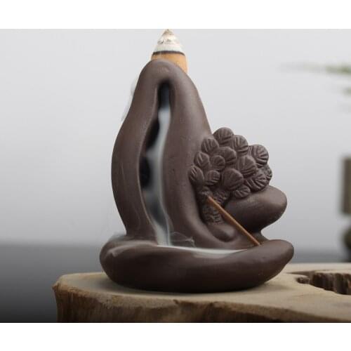 Ceramic Backflow Incense Burner Porcelain Buddhist Censer Holder for Stick Cone Tower Incense Porcelain Incense Burner