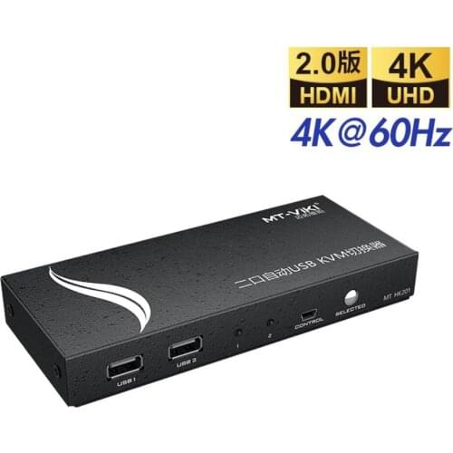 USB HDMI KVM Switch 4K@60Hz HDR HDMI 2.0 Switcher 2X1 /4X1 with 2 USB and 2 HDMI Cables Support Keyboard Mouse Printer