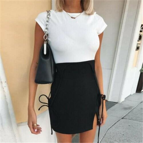 Summer Skirts Women Ladies Short Mini Skirt Preppy Style High Waist Solid Black Stretch Pencil Skirt 2019 Short Suspender Skirts