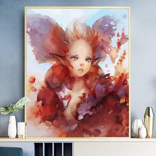 Painting By Numbers DIY Cartoon Girl Handmade Gift Paint By Number Canvas Kits Figure Acrylic Paint Decoration