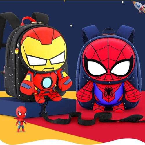 2021 New Disney Spider-Man School Bag Kindergarten Boys Children Cartoon Small Backpack Captain America Travel Super Light Bag