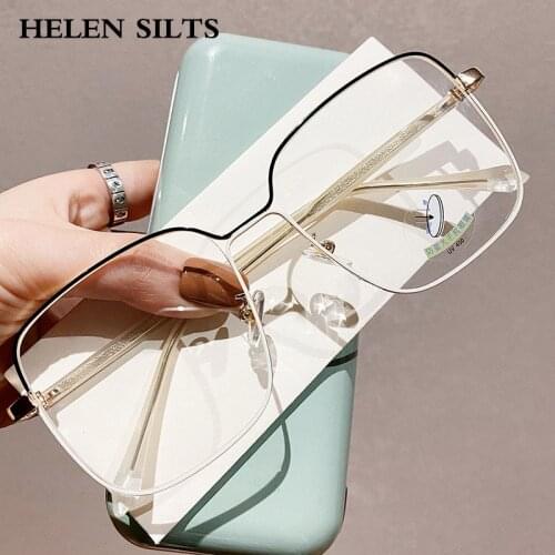 Oversized Square Optical Glasses Frames Women Fashion Clear Lens Prescription Glasses Ladies Retro Two-color Alloy Optical Frame
