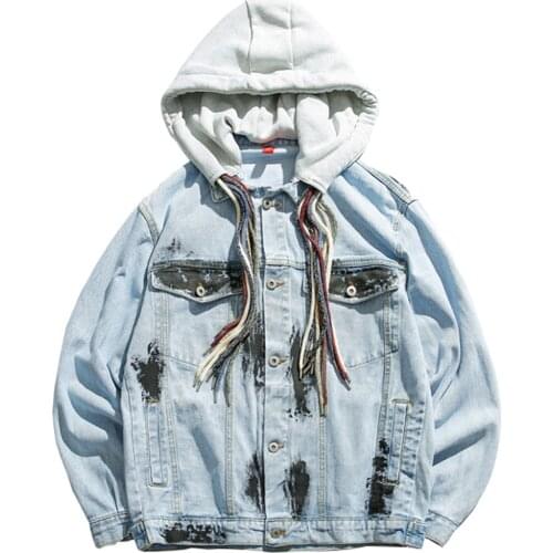 Autumn Hooded Denim Jacket For Women Casual BF Jeans Jacket Holes Vintage Harajuku Coat Female loose Streetwear Basic Coats