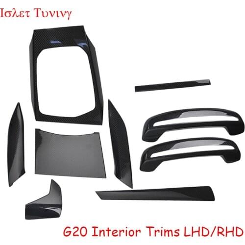 G20 Carbon Fiber Interior Trims for BMW 3 Series LHD 9pcs/set RHD 7pcs/set Dashboard Radiator Odometer Decoration Cover Sticker