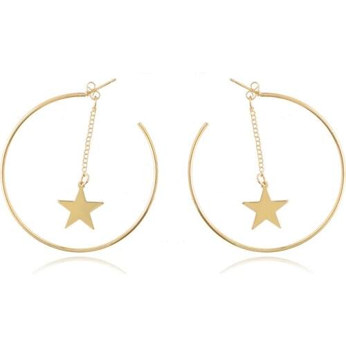 Pri Jin Popular Earrings Exaggerated Copper Star Pendant Earrings Fashion Jewelry Women Party Earrings Dangle Earrings