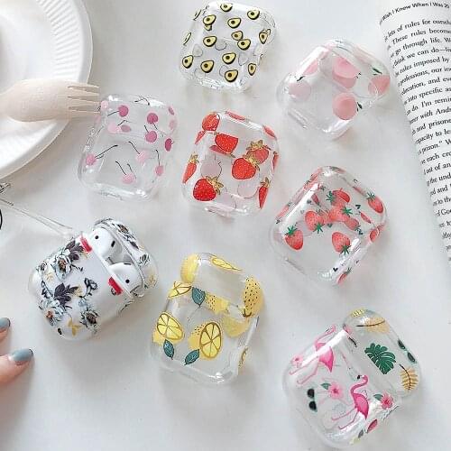Clear Fruit Earphone Case For AirPods Pro 2 1 Cases Cute Hard Flamingo Avocado Protective Cover for AirPod 2 3 Air Pods Case